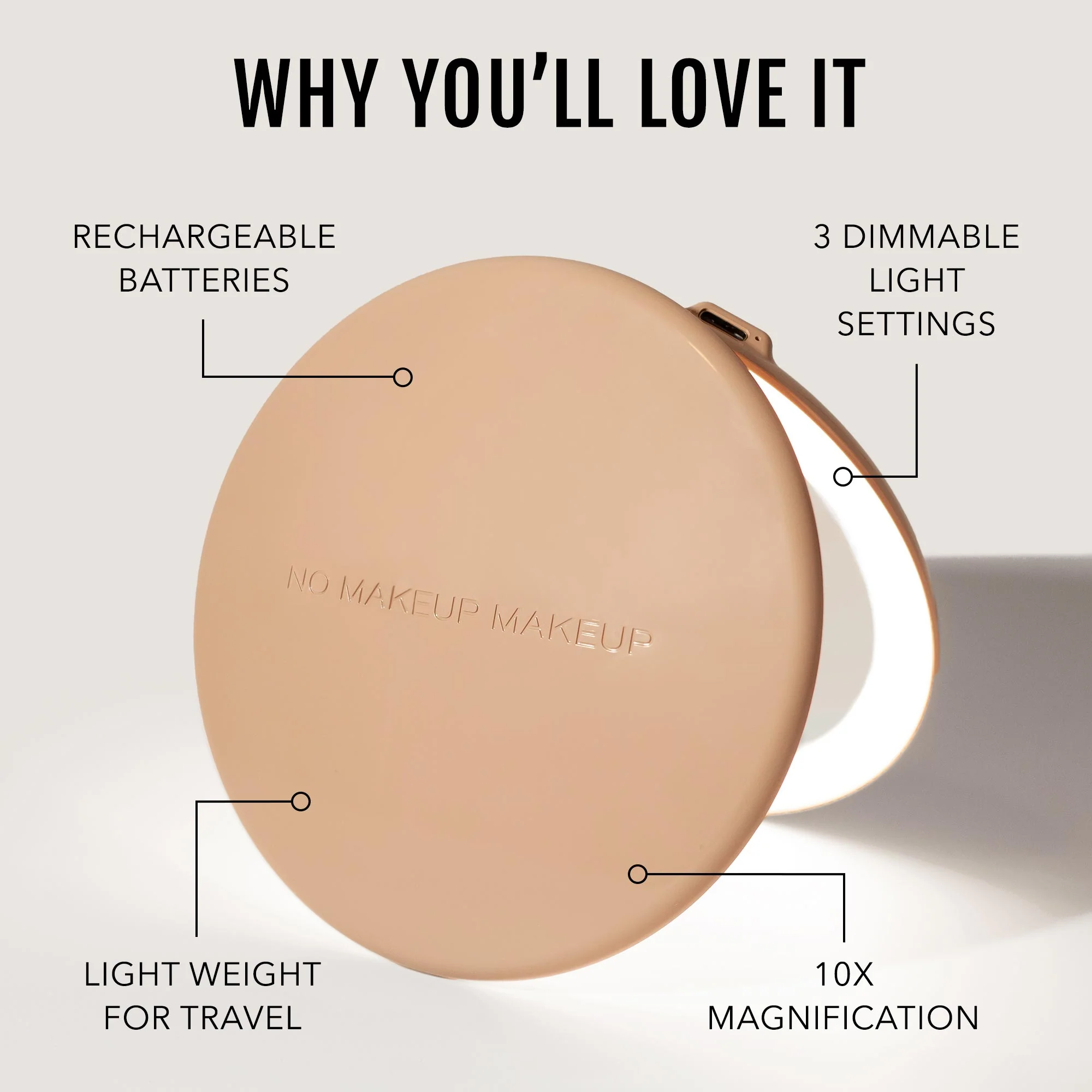 No Makeup Makeup® Illuminated LED Dual Magnifying Mirror - Image 3